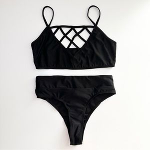 Bikini Set Two Piece Swimwear Black Medium Size